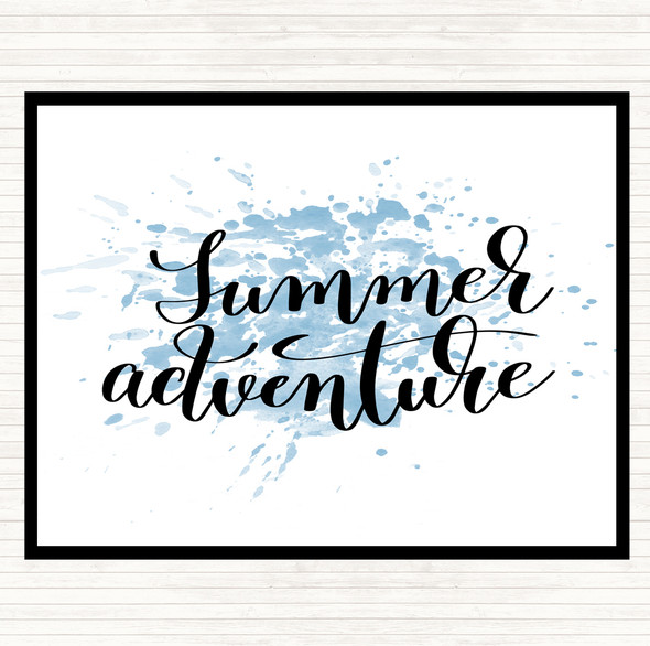Blue White Summer Adventure Inspirational Quote Mouse Mat Pad