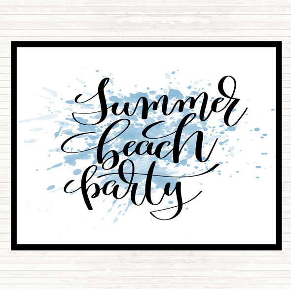 Blue White Summer Beach Party Inspirational Quote Mouse Mat Pad