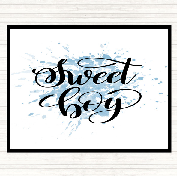 Blue White Sweet Boy Inspirational Quote Mouse Mat Pad