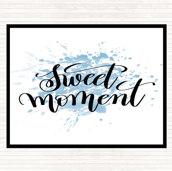 Blue White Sweet Moment Inspirational Quote Mouse Mat Pad