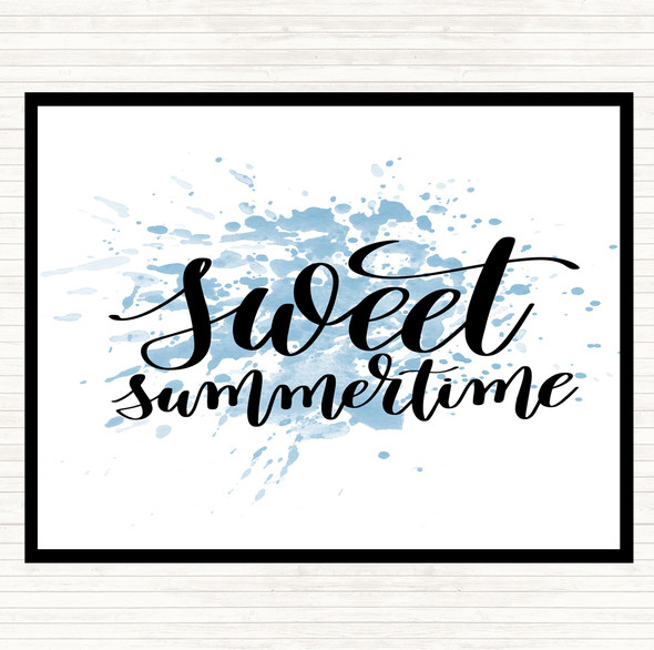 Blue White Sweet Summertime Inspirational Quote Mouse Mat Pad
