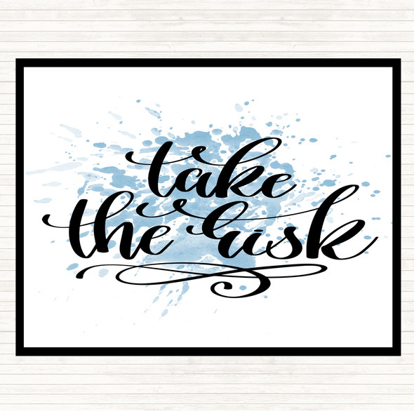 Blue White Take The Risk Swirl Inspirational Quote Dinner Table Placemat