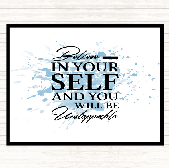 Blue White Believe In Yourself Inspirational Quote Dinner Table Placemat