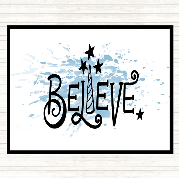 Blue White Believe Unicorn Inspirational Quote Mouse Mat Pad