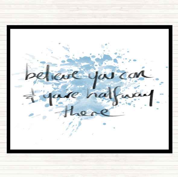 Blue White Believe You Can Inspirational Quote Dinner Table Placemat