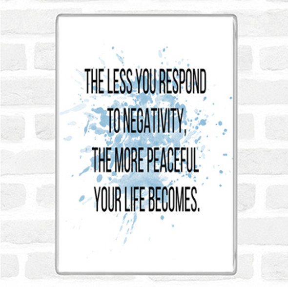 Blue White The Less You Respond To Negativity Quote Jumbo Fridge Magnet