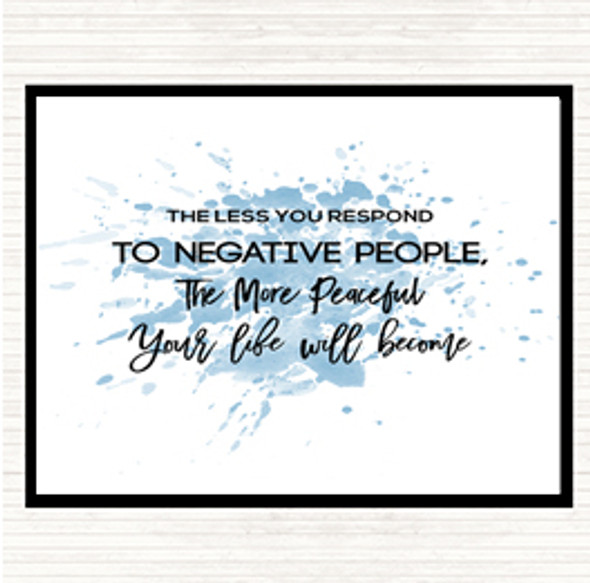 Blue White The Less You Respond Inspirational Quote Mouse Mat Pad