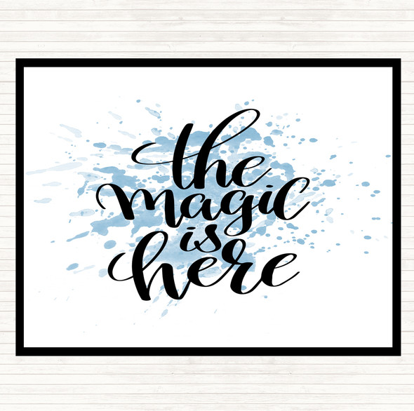 Blue White The Magic Is Here Inspirational Quote Mouse Mat Pad