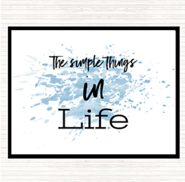 Blue White The Simple Things Inspirational Quote Mouse Mat Pad