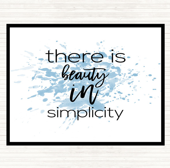 Blue White There Is Beauty In Simplicity Inspirational Quote Mouse Mat Pad