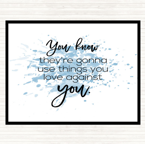 Blue White Things You Love Inspirational Quote Mouse Mat Pad