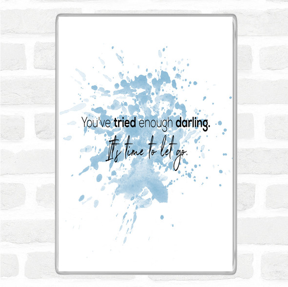 Blue White Time To Let Go Inspirational Quote Jumbo Fridge Magnet