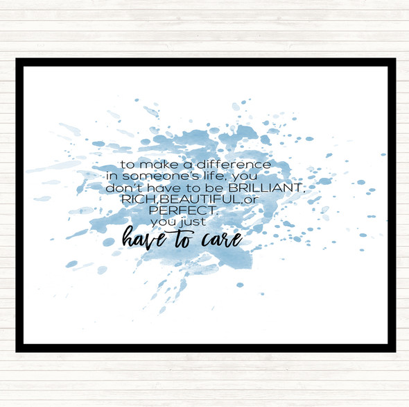 Blue White To Make A Difference Inspirational Quote Mouse Mat Pad