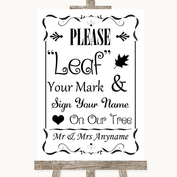 Black & White Fingerprint Tree Instructions Personalised Wedding Sign