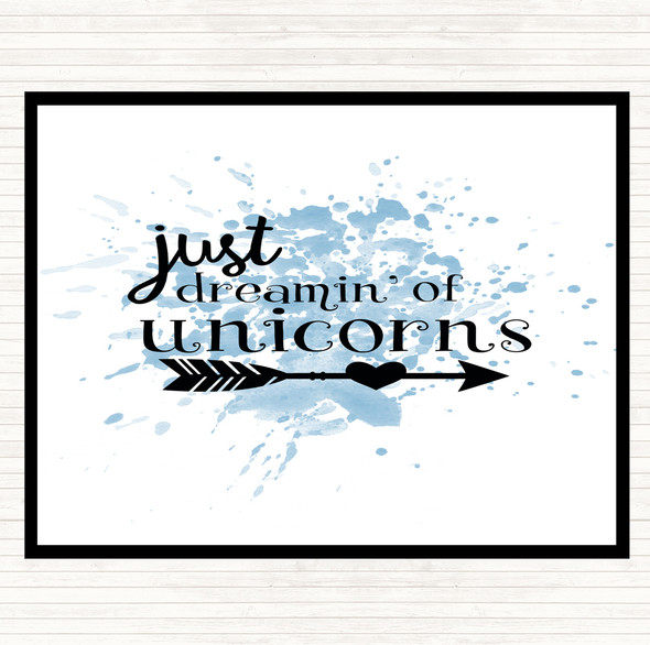Blue White Unicorns Inspirational Quote Dinner Table Placemat
