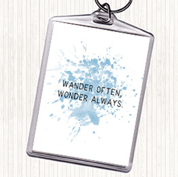 Blue White Wander Often Inspirational Quote Bag Tag Keychain Keyring