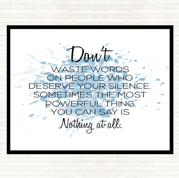 Blue White Waste Words Inspirational Quote Mouse Mat Pad