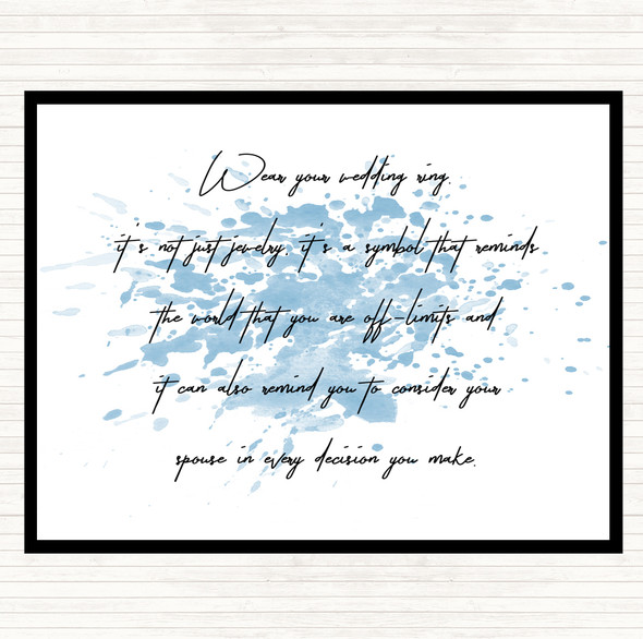 Blue White Wedding Ring Inspirational Quote Dinner Table Placemat