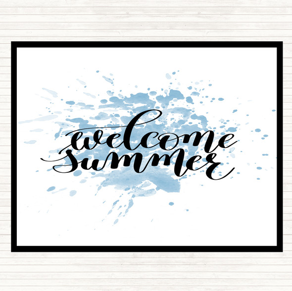 Blue White Welcome Summer Inspirational Quote Mouse Mat Pad