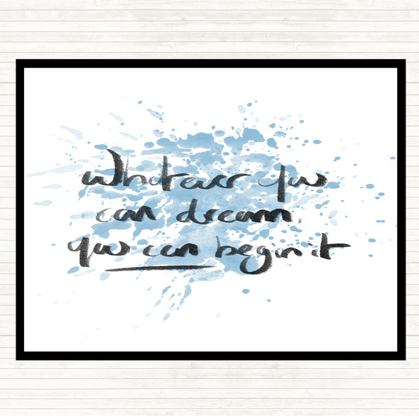 Blue White Whatever You Dream Inspirational Quote Mouse Mat Pad