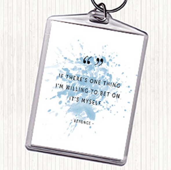 Blue White Bet On Myself Inspirational Quote Bag Tag Keychain Keyring