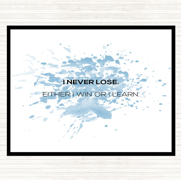 Blue White Win Or Learn Inspirational Quote Mouse Mat Pad