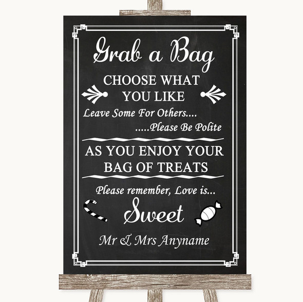 Chalk Style Grab A Bag Candy Buffet Cart Sweets Personalised Wedding Sign