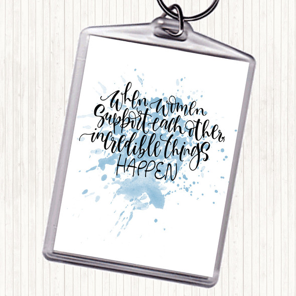 Blue White Women Support Inspirational Quote Bag Tag Keychain Keyring