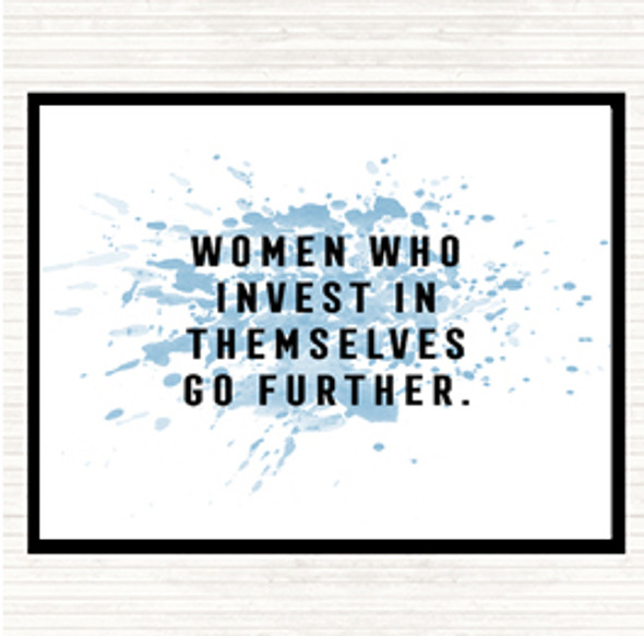 Blue White Women Who Invest Inspirational Quote Dinner Table Placemat