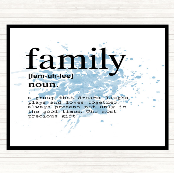 Blue White Word Definition Family Inspirational Quote Dinner Table Placemat