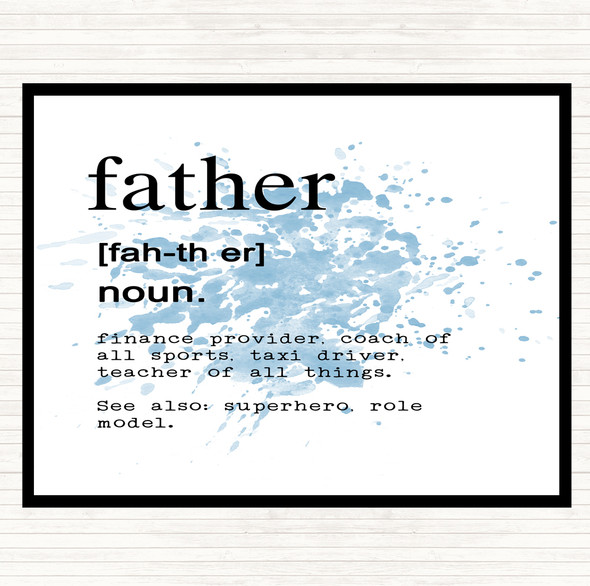 Blue White Word Definition Father Inspirational Quote Dinner Table Placemat