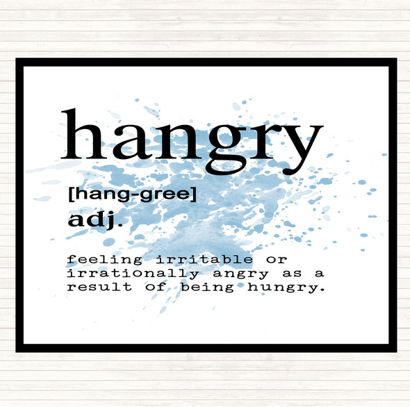 Blue White Word Definition Hangry Inspirational Quote Dinner Table Placemat