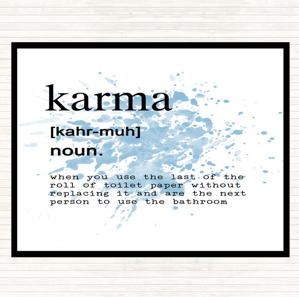 Blue White Word Definition Karma Inspirational Quote Dinner Table Placemat
