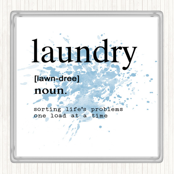 Blue White Word Definition Laundry Inspirational Quote Drinks Mat Coaster
