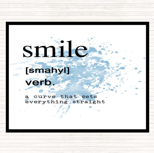 Blue White Word Definition Smile Inspirational Quote Dinner Table Placemat