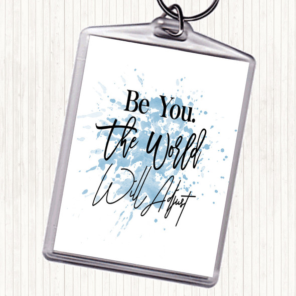 Blue White World Will Adjust Inspirational Quote Bag Tag Keychain Keyring