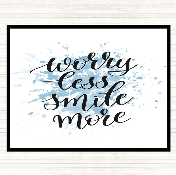 Blue White Worry Less Inspirational Quote Mouse Mat Pad