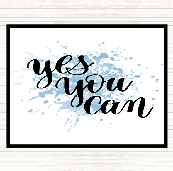 Blue White Yes You Can Inspirational Quote Mouse Mat Pad