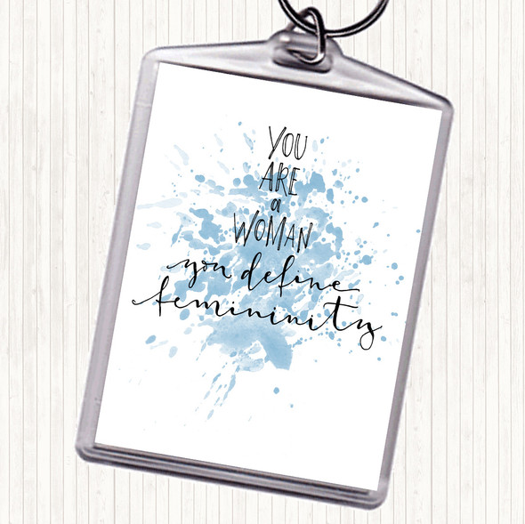 Blue White You Are A Woman Inspirational Quote Bag Tag Keychain Keyring