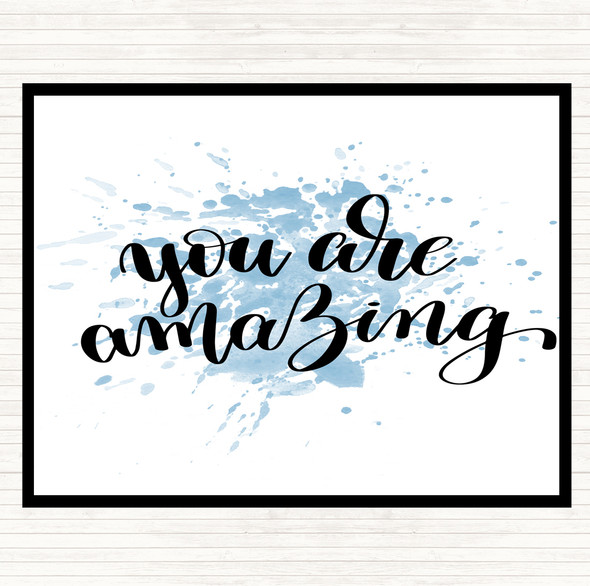 Blue White You Are Amazing Swirl Inspirational Quote Mouse Mat Pad