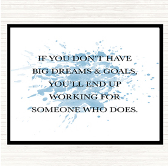 Blue White Big Dreams And Goals Inspirational Quote Dinner Table Placemat