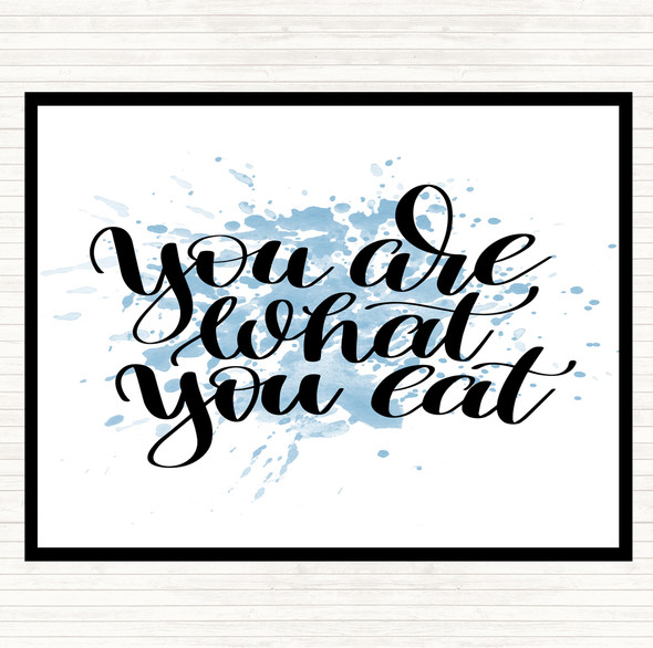 Blue White You Are What You Eat Inspirational Quote Mouse Mat Pad