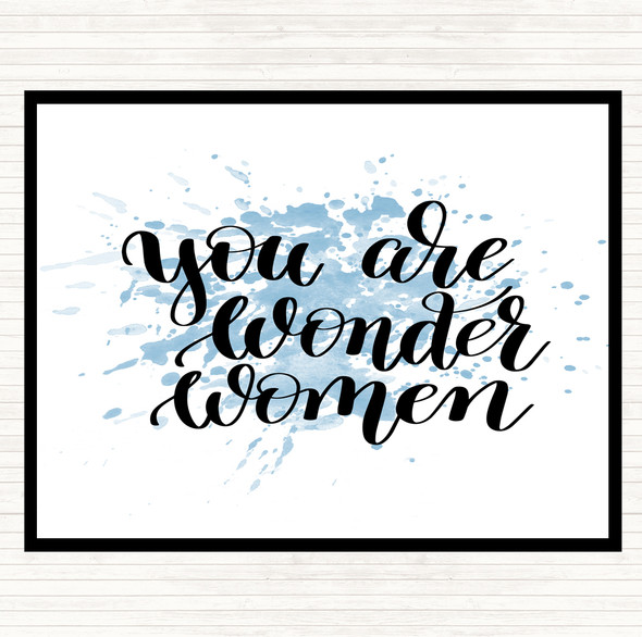 Blue White You Are Wonder Women Inspirational Quote Mouse Mat Pad
