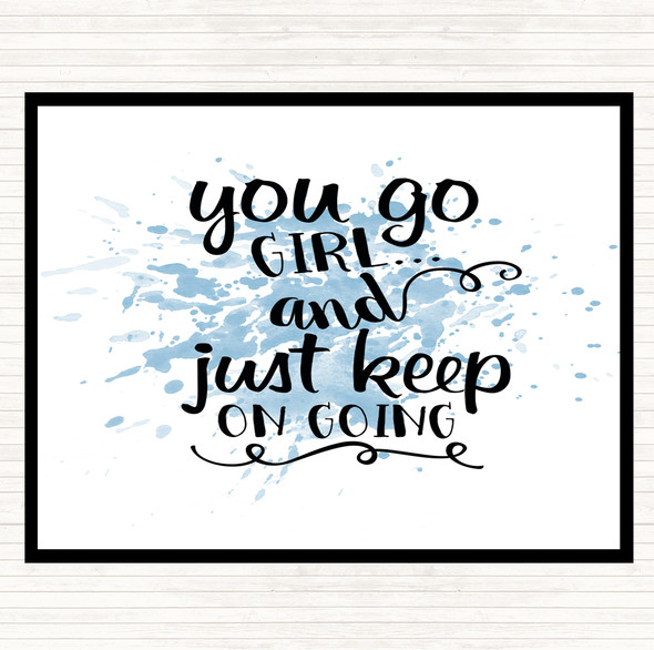 Blue White You Go Girl Inspirational Quote Mouse Mat Pad