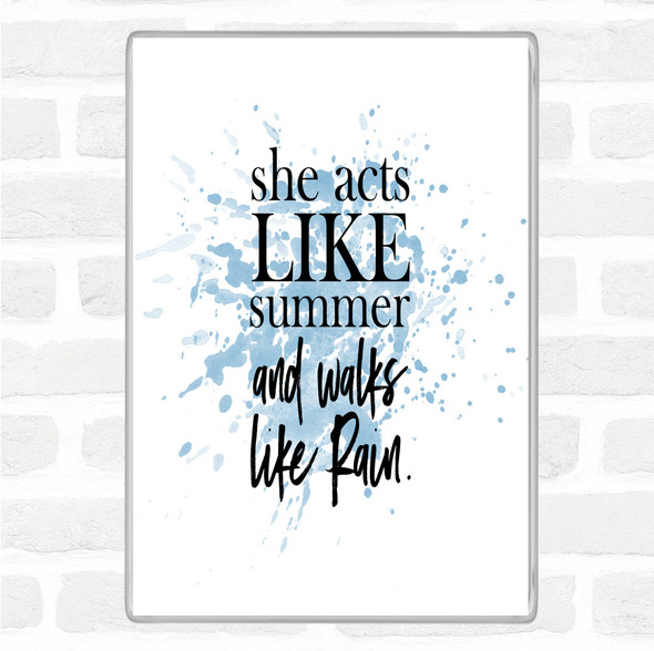 Blue White Acts Like Summer Inspirational Quote Jumbo Fridge Magnet