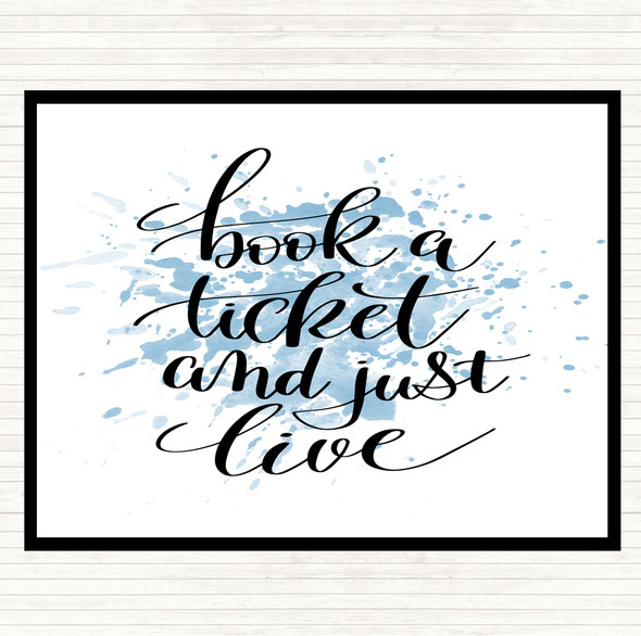 Blue White Book Ticket Live Inspirational Quote Dinner Table Placemat