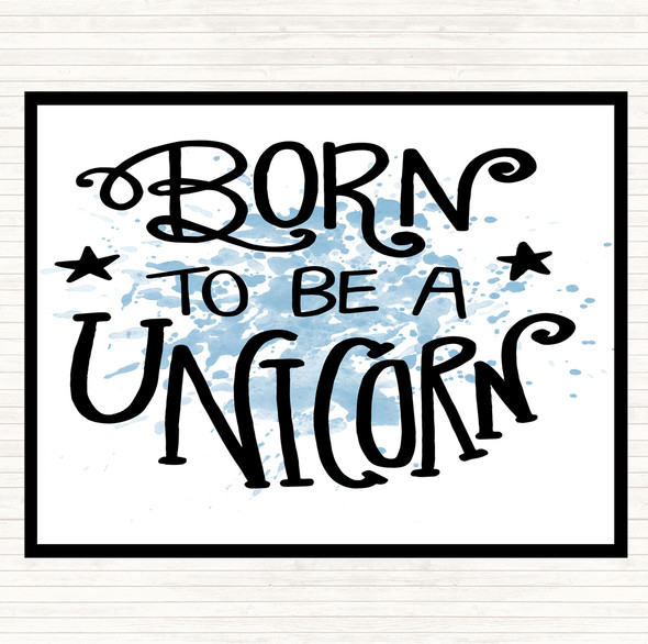 Blue White Born-To-Be-Unicorn-3 Inspirational Quote Mouse Mat Pad
