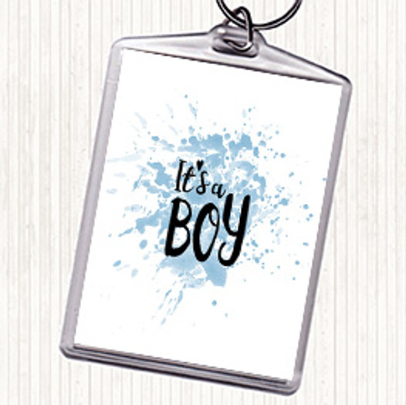 Blue White Boy Inspirational Quote Bag Tag Keychain Keyring