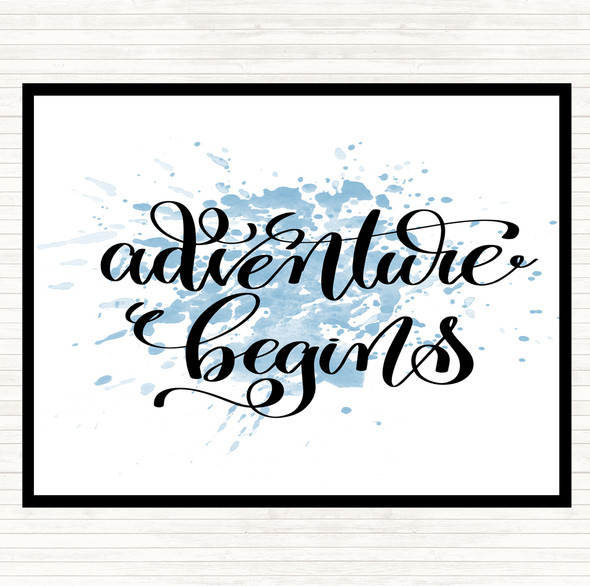 Blue White Adventure Begins Swirl Inspirational Quote Dinner Table Placemat