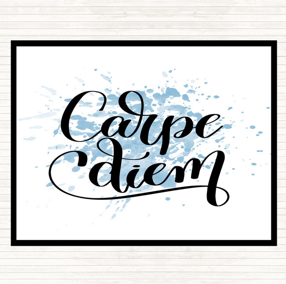 Blue White Carpe Diem Swirl Inspirational Quote Dinner Table Placemat
